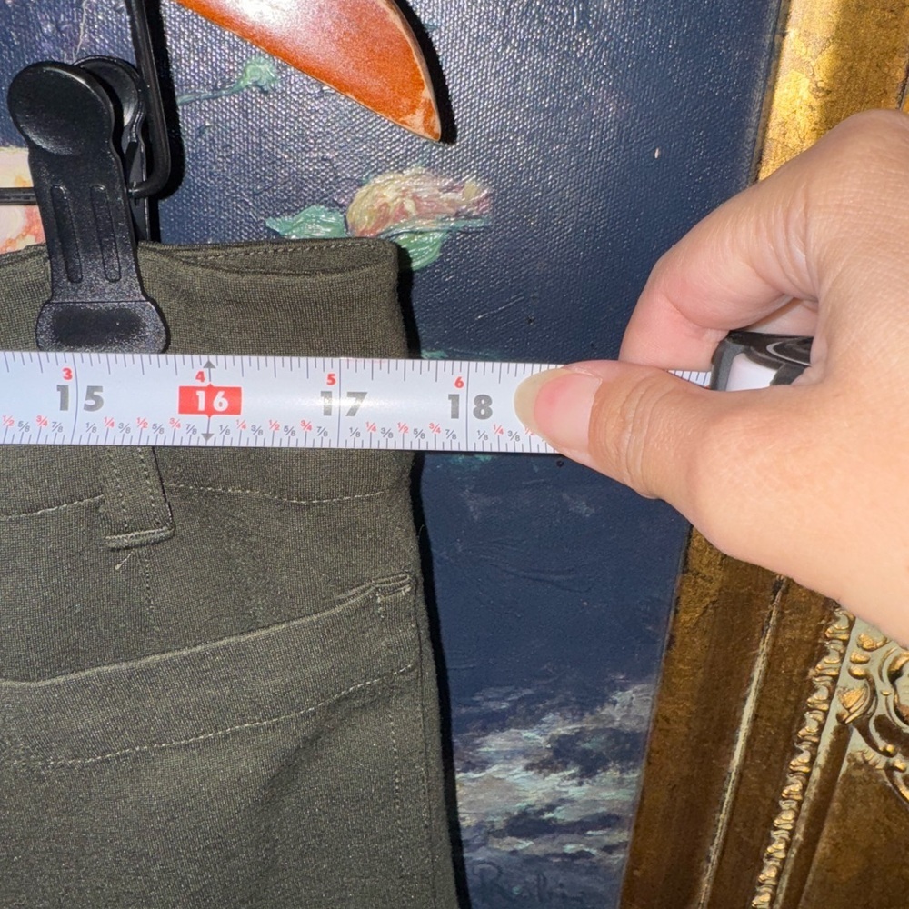 Quince Dark Green Wide Leg Ponte Cropped High Waist Pants Size 16 Used - Picture 4 of 7